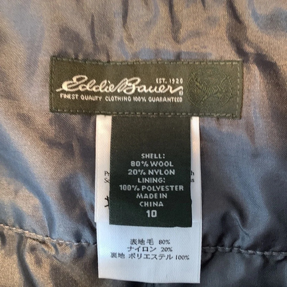 Eddie Bauer size 10 wool mini skirt red gray plaid tartan size zip lined buckeye - Picture 3 of 6